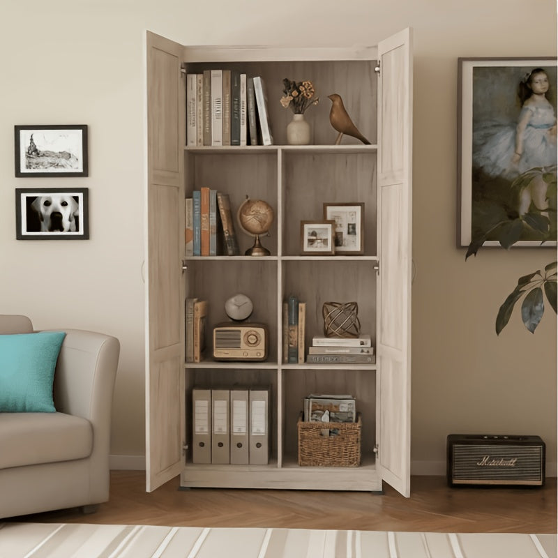 71-Inch Wooden Storage Cabinet, a Four-Tier Freestanding Organizer, Versatile Tall Cabinet Suitable for The Kitchen, Pantry, Living Room, And Bedroom, a Floor-Standing Storage Unit Featuring Adjustable Shelves