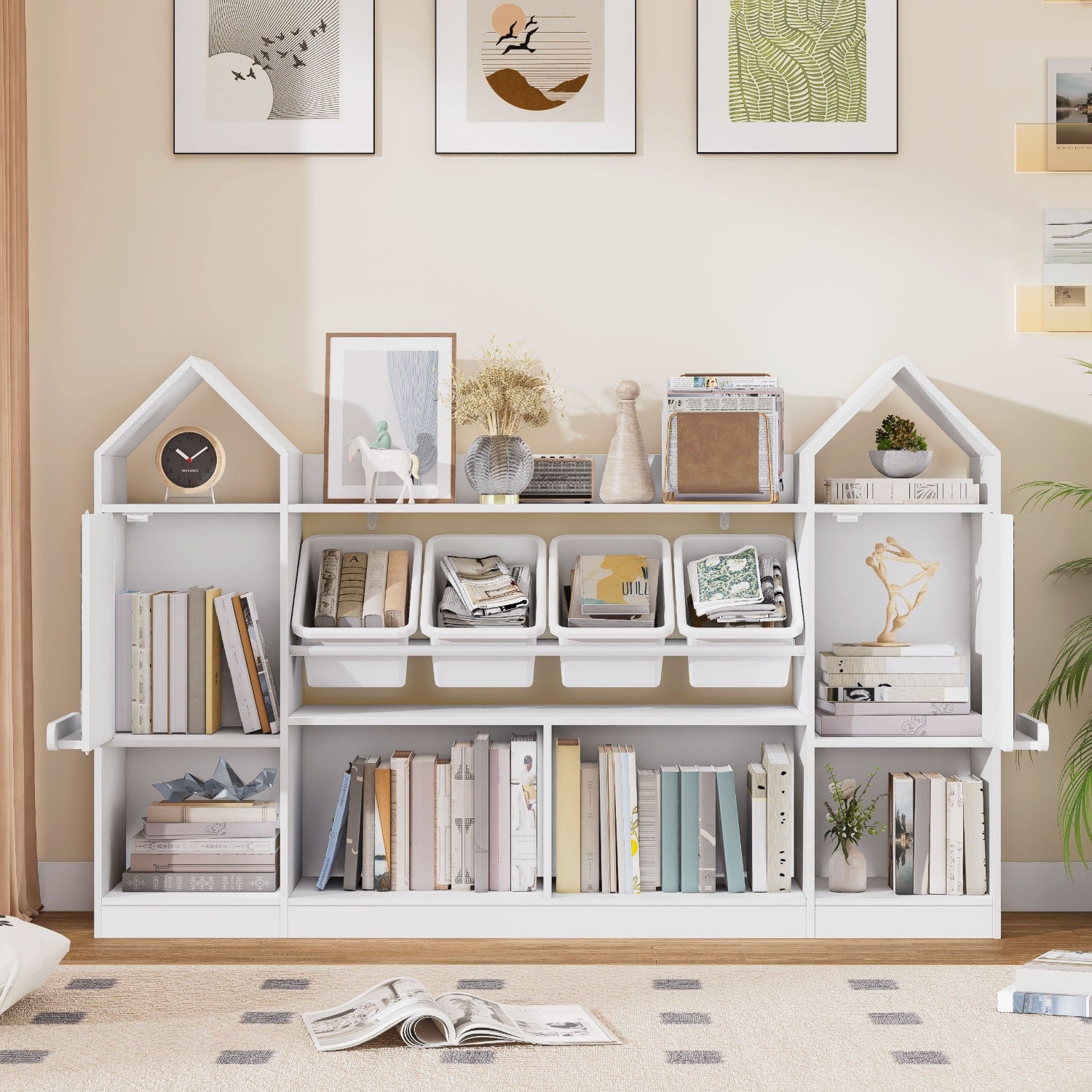 White Castle-Shaped Bookshelf with Blackboard Panels - & Educational, 27\