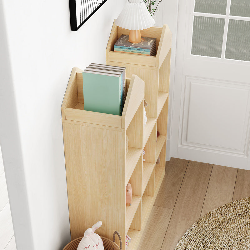 New Upgraded Wooden Cuties Bookshelf 42.32in Toy Storage Organizer with Natural Cubby Shelves, Perfect for Playroom,, and Cuties Room Toy and Book Storage for Home Room Decor Christmas Decorations, Birthday Gifts