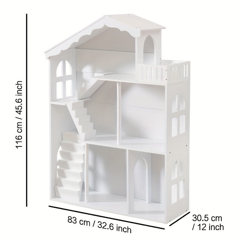 3-Tier Freestanding Bookshelf Suitable for Kids & Dollhouse - Sturdy \u002FMDF Storage Shelf, Space-Saving Bookcase for Room,, Playroom, Compact Book Shelf