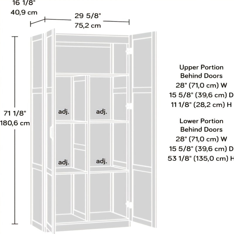 71-Inch Wooden Storage Cabinet, a Four-Tier Freestanding Organizer, Versatile Tall Cabinet Suitable for The Kitchen, Pantry, Living Room, And Bedroom, a Floor-Standing Storage Unit Featuring Adjustable Shelves