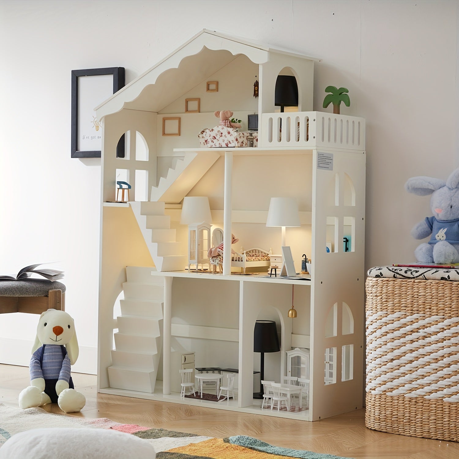 3-Tier Freestanding Bookshelf Suitable for Kids & Dollhouse - Sturdy \u002FMDF Storage Shelf, Space-Saving Bookcase for Room,, Playroom, Compact Book Shelf