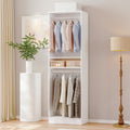 Freestanding Wardrobe Closet, Multi-Functional Clothing Cabinet for Hanging Clothes, Wood Closet Organizer System, Walk-in Closet for Bedroom, Entryway