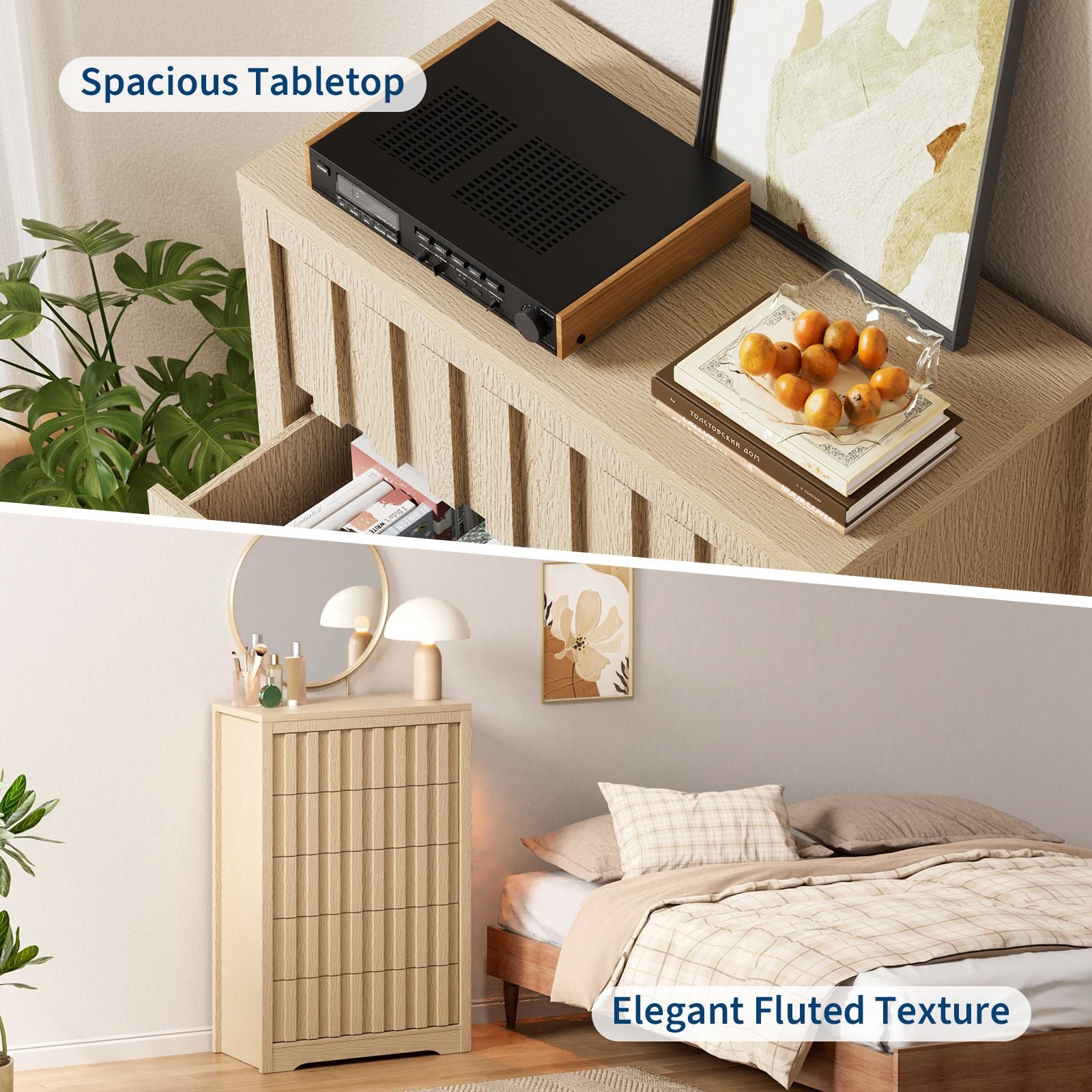 Contemporary Dresser Featuring Six Roomy Drawers And a Chic Wooden Surface - a Fashionable Storage Solution for Your Bedroom, Perfect As a Display Cabinet Or Storage Unit for Home Decor