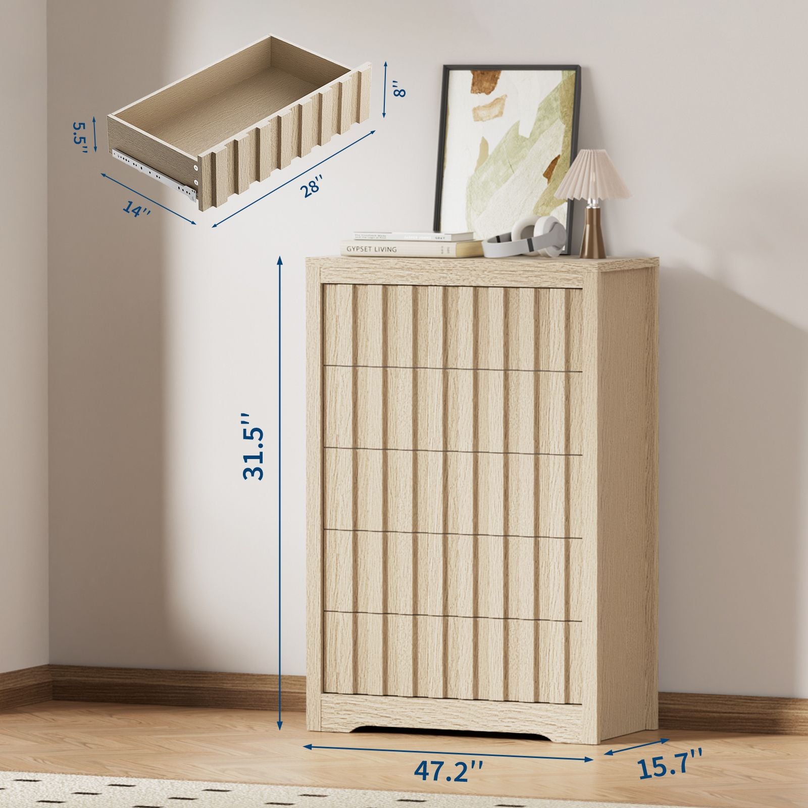 Contemporary Dresser Featuring Six Roomy Drawers And a Chic Wooden Surface - a Fashionable Storage Solution for Your Bedroom, Perfect As a Display Cabinet Or Storage Unit for Home Decor