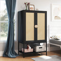 Modern Freestanding Wardrobe With Drawers, Double Doors, 60-Inch Large Capacity Storage Cabinet With Hanging Rod, Ideal For Bedroom Home Organization