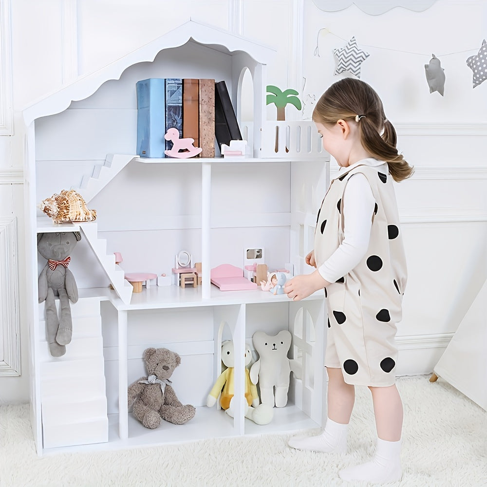 3-Tier Freestanding Bookshelf Suitable for Kids & Dollhouse - Sturdy \u002FMDF Storage Shelf, Space-Saving Bookcase for Room,, Playroom, Compact Book Shelf