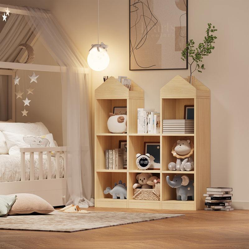 New Upgraded Wooden Cuties Bookshelf 42.32in Toy Storage Organizer with Natural Cubby Shelves, Perfect for Playroom,, and Cuties Room Toy and Book Storage for Home Room Decor Christmas Decorations, Birthday Gifts