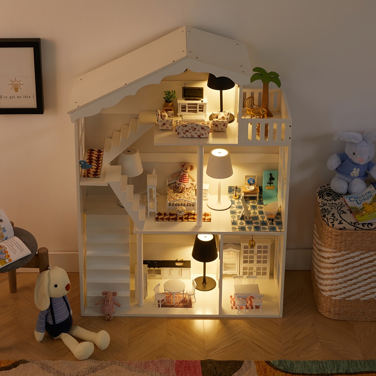 3-Tier Freestanding Bookshelf Suitable for Kids & Dollhouse - Sturdy \u002FMDF Storage Shelf, Space-Saving Bookcase for Room,, Playroom, Compact Book Shelf