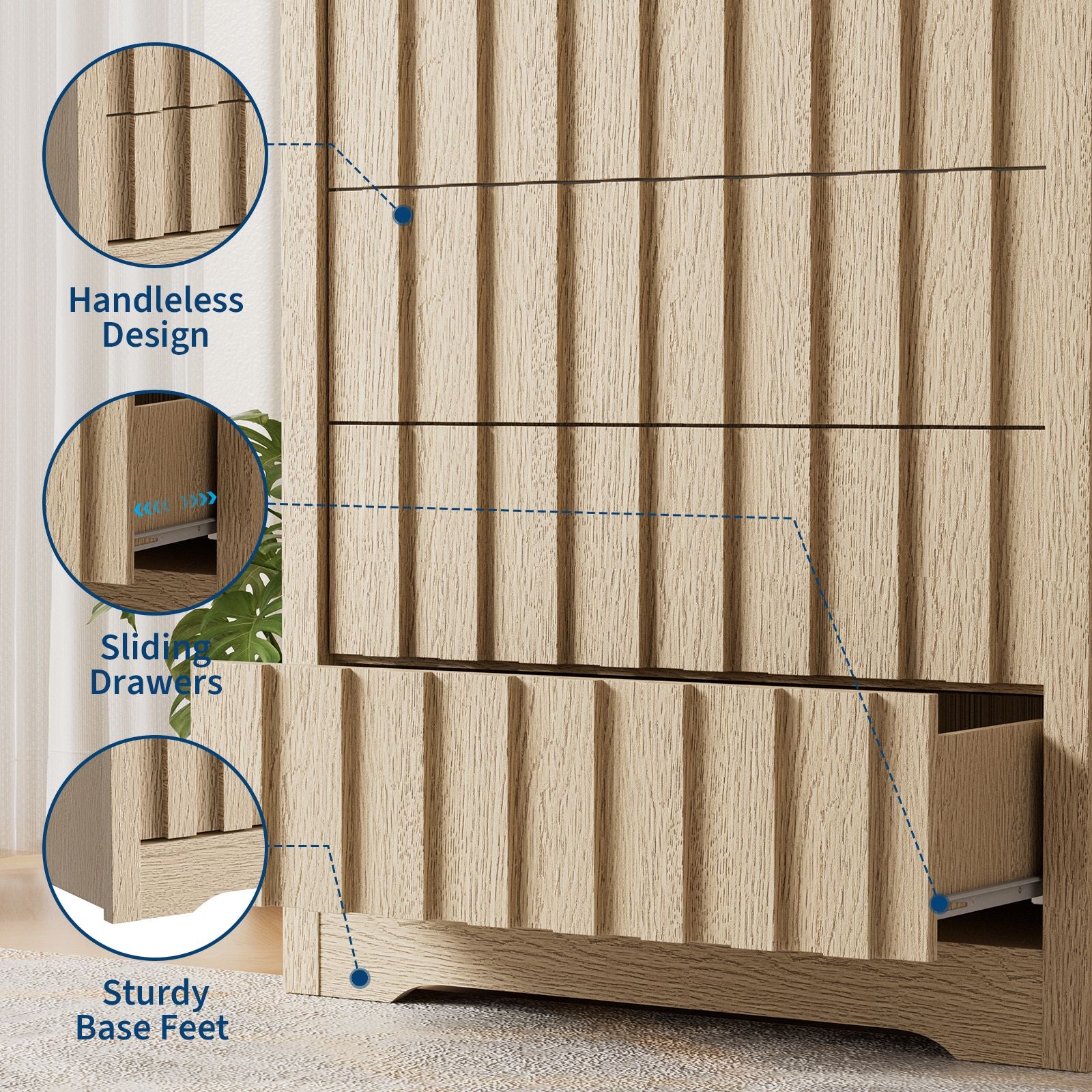 Contemporary Dresser Featuring Six Roomy Drawers And a Chic Wooden Surface - a Fashionable Storage Solution for Your Bedroom, Perfect As a Display Cabinet Or Storage Unit for Home Decor