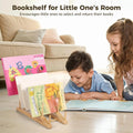 OMISTAR 2 PCS Bookshelf for Little One's Room, 5 Tiers Wooden Picture Book Shelf, Mini Bookshelf for Home Office School, Compact Display Stand, Easy to Assemble