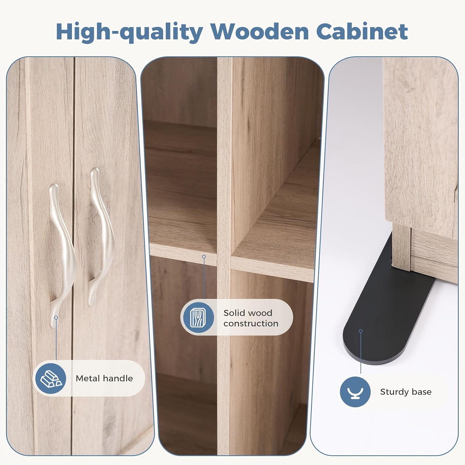 71-Inch Wooden Storage Cabinet, a Four-Tier Freestanding Organizer, Versatile Tall Cabinet Suitable for The Kitchen, Pantry, Living Room, And Bedroom, a Floor-Standing Storage Unit Featuring Adjustable Shelves