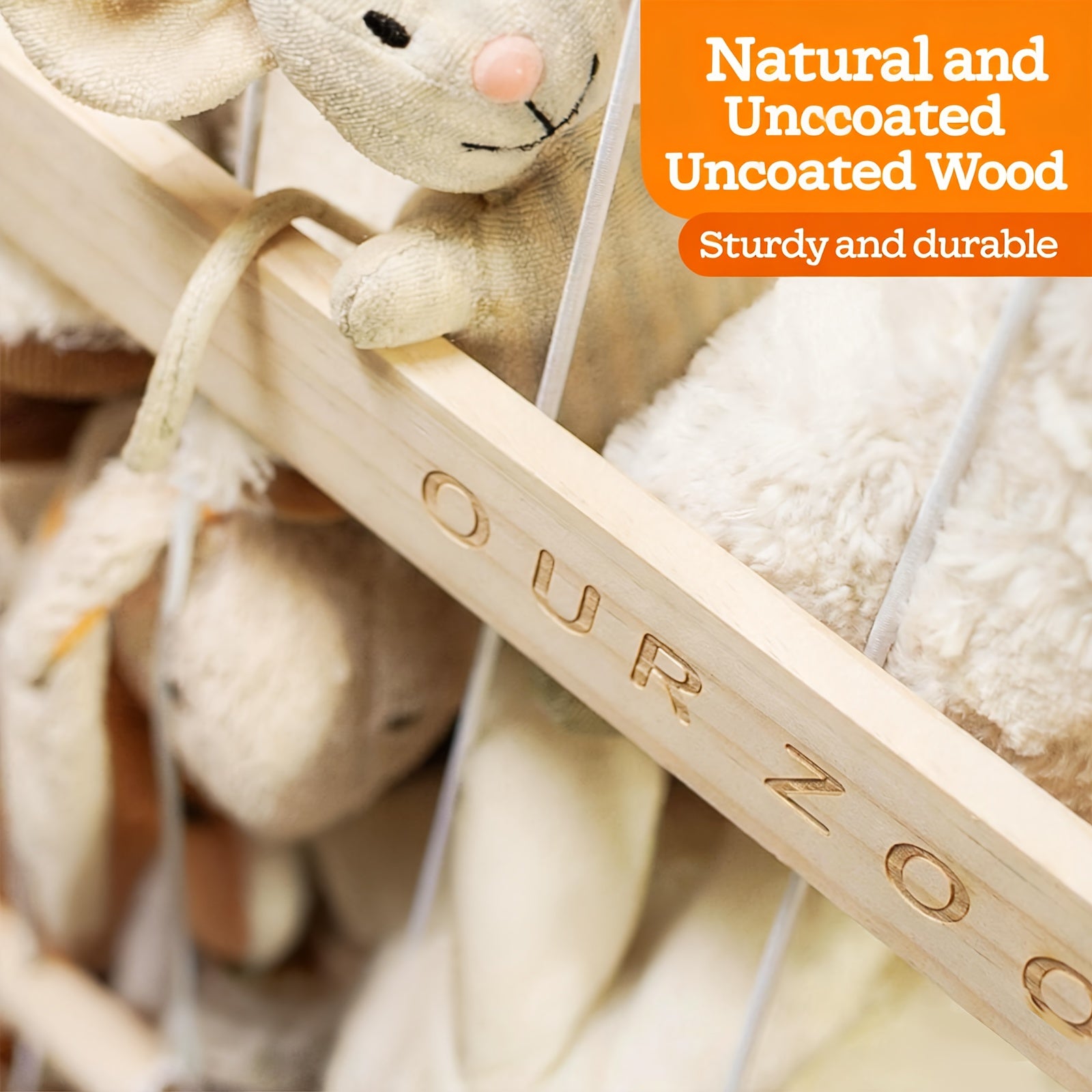 Fodoss Wooden Animal Storage Shelf with 360° Rotating Shelves & Mobile Base - Wood Toy Suitable for Children's Playroom,, Room, Sturdy Cart with Spacious Shelves for and Stuffed Animals