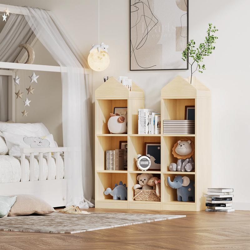 New Upgraded Wooden Cuties Bookshelf 42.32in Toy Storage Organizer with Natural Cubby Shelves, Perfect for Playroom,, and Cuties Room Toy and Book Storage for Home Room Decor Christmas Decorations, Birthday Gifts