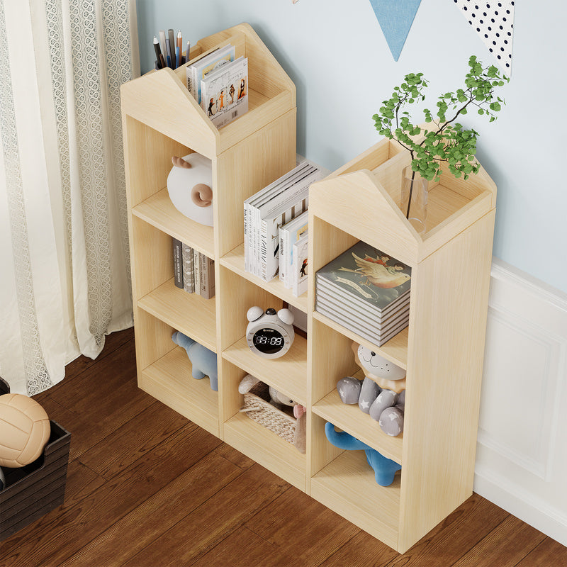 New Upgraded Wooden Cuties Bookshelf 42.32in Toy Storage Organizer with Natural Cubby Shelves, Perfect for Playroom,, and Cuties Room Toy and Book Storage for Home Room Decor Christmas Decorations, Birthday Gifts